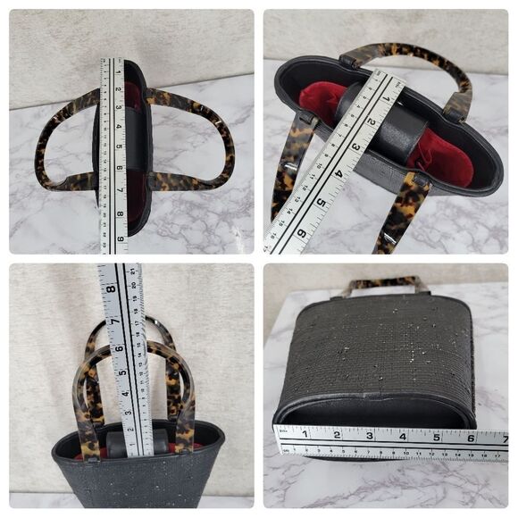 Elaine Turner Designs Black Straw Raffia Trapezoid Bucket Bag Y2K - Picture 13 of 14